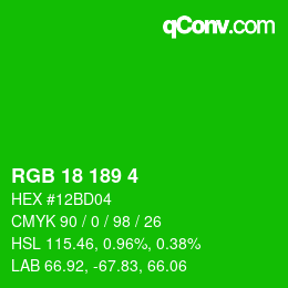 Color code: RGB 18 189 4 | qconv.com