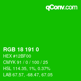 Color code: RGB 18 191 0 | qconv.com