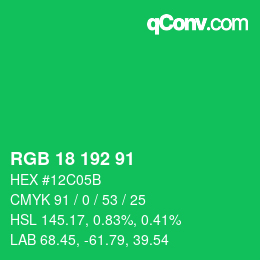 Farbcode: RGB 18 192 91 | qconv.com