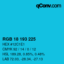 Color code: RGB 18 193 225 | qconv.com
