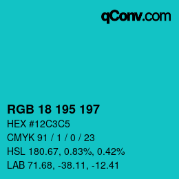 Color code: RGB 18 195 197 | qconv.com