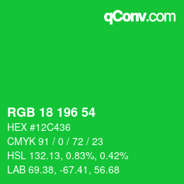 Color code: RGB 18 196 54 | qconv.com