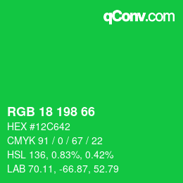 Color code: RGB 18 198 66 | qconv.com