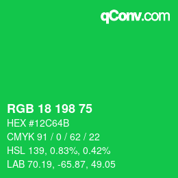 Color code: RGB 18 198 75 | qconv.com