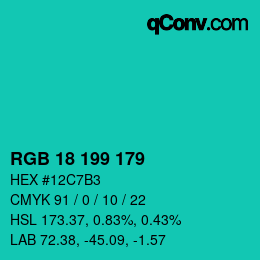 Color code: RGB 18 199 179 | qconv.com