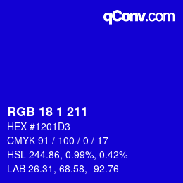 Color code: RGB 18 1 211 | qconv.com