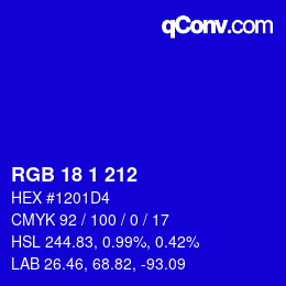 カラーコード: RGB 18 1 212 | qconv.com