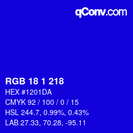 Color code: RGB 18 1 218 | qconv.com