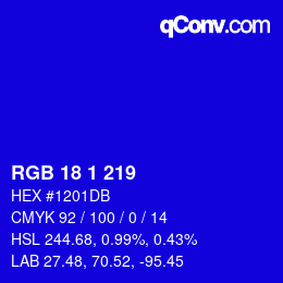 カラーコード: RGB 18 1 219 | qconv.com
