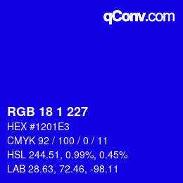 Color code: RGB 18 1 227 | qconv.com