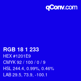 Color code: RGB 18 1 233 | qconv.com
