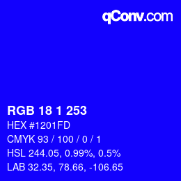 Color code: RGB 18 1 253 | qconv.com