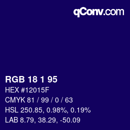 カラーコード: RGB 18 1 95 | qconv.com