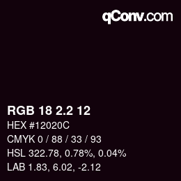 カラーコード: RGB 18 2.2 12 | qconv.com