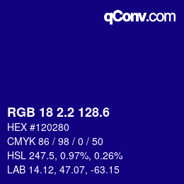 カラーコード: RGB 18 2.2 128.6 | qconv.com