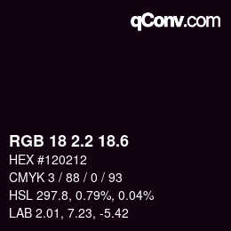 カラーコード: RGB 18 2.2 18.6 | qconv.com