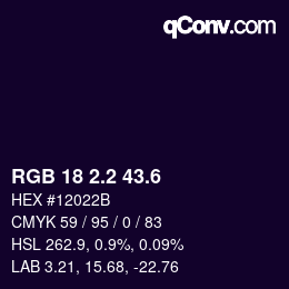 カラーコード: RGB 18 2.2 43.6 | qconv.com