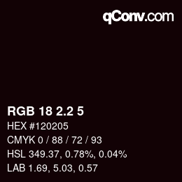 カラーコード: RGB 18 2.2 5 | qconv.com