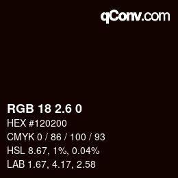 カラーコード: RGB 18 2.6 0 | qconv.com