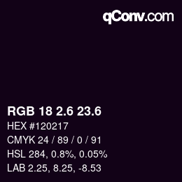 カラーコード: RGB 18 2.6 23.6 | qconv.com