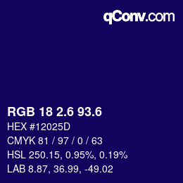 カラーコード: RGB 18 2.6 93.6 | qconv.com