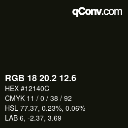 カラーコード: RGB 18 20.2 12.6 | qconv.com