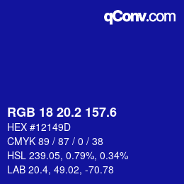 カラーコード: RGB 18 20.2 157.6 | qconv.com