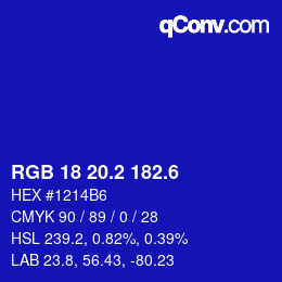 カラーコード: RGB 18 20.2 182.6 | qconv.com