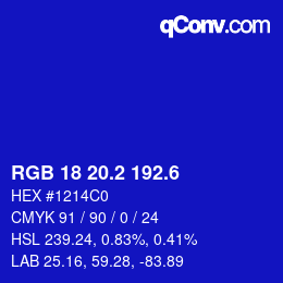 カラーコード: RGB 18 20.2 192.6 | qconv.com