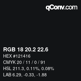 カラーコード: RGB 18 20.2 22.6 | qconv.com