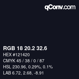 カラーコード: RGB 18 20.2 32.6 | qconv.com