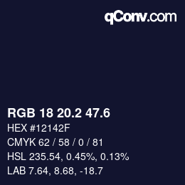 カラーコード: RGB 18 20.2 47.6 | qconv.com