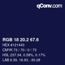 カラーコード: RGB 18 20.2 67.6 | qconv.com