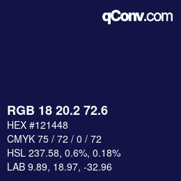 カラーコード: RGB 18 20.2 72.6 | qconv.com