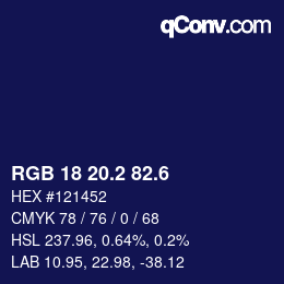 カラーコード: RGB 18 20.2 82.6 | qconv.com