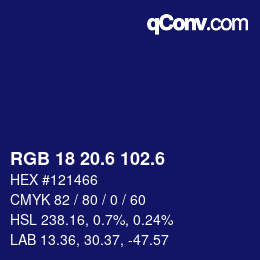 カラーコード: RGB 18 20.6 102.6 | qconv.com