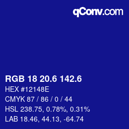 カラーコード: RGB 18 20.6 142.6 | qconv.com