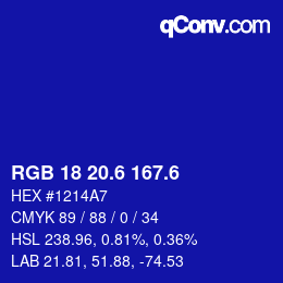 カラーコード: RGB 18 20.6 167.6 | qconv.com