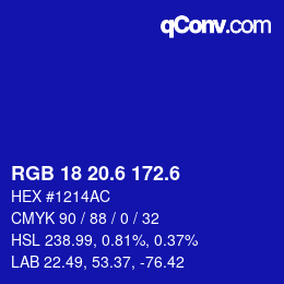 カラーコード: RGB 18 20.6 172.6 | qconv.com