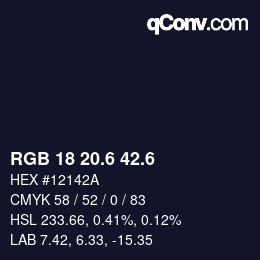 カラーコード: RGB 18 20.6 42.6 | qconv.com