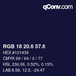 カラーコード: RGB 18 20.6 57.6 | qconv.com