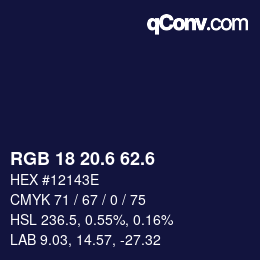 カラーコード: RGB 18 20.6 62.6 | qconv.com
