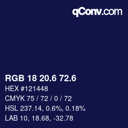 カラーコード: RGB 18 20.6 72.6 | qconv.com