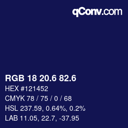 カラーコード: RGB 18 20.6 82.6 | qconv.com