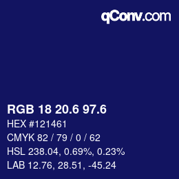カラーコード: RGB 18 20.6 97.6 | qconv.com