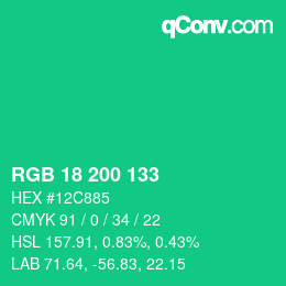 Color code: RGB 18 200 133 | qconv.com