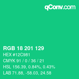 Color code: RGB 18 201 129 | qconv.com