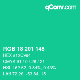 Color code: RGB 18 201 148 | qconv.com