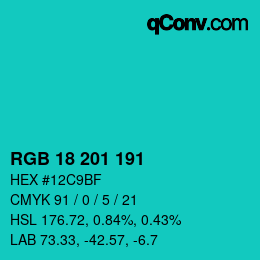 Color code: RGB 18 201 191 | qconv.com