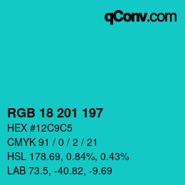 Color code: RGB 18 201 197 | qconv.com